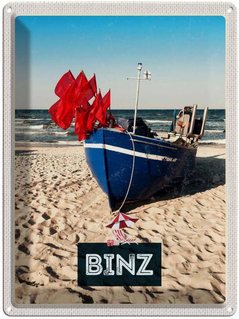 vianmo Blechschild 40x30 cm Binz Strand Deutschland Meer Bildmotiv Reisemotiv Abenteuer Reisen Urlaub