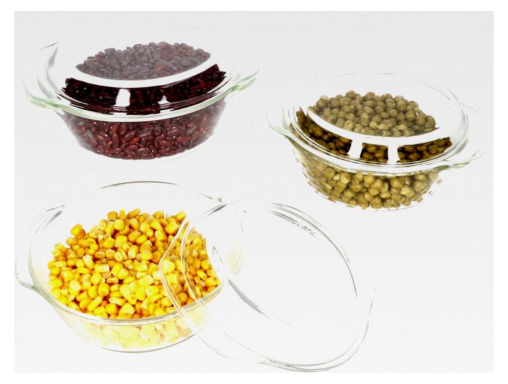 3-teiliges Set Brat- und Backformen 0,7L, 1L & 1,5L mit Deckel | runde Auflaufform aus Glas für Lasagne, Braten, Gratin, Tiramisu, Dessert und meh...