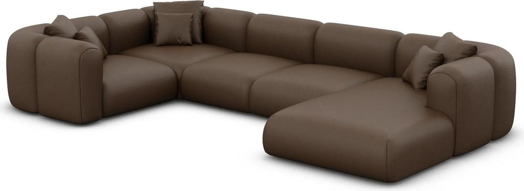 Kunstleder U-Form XL Wohnlandschaft Belio Dunkelbraun Rechts