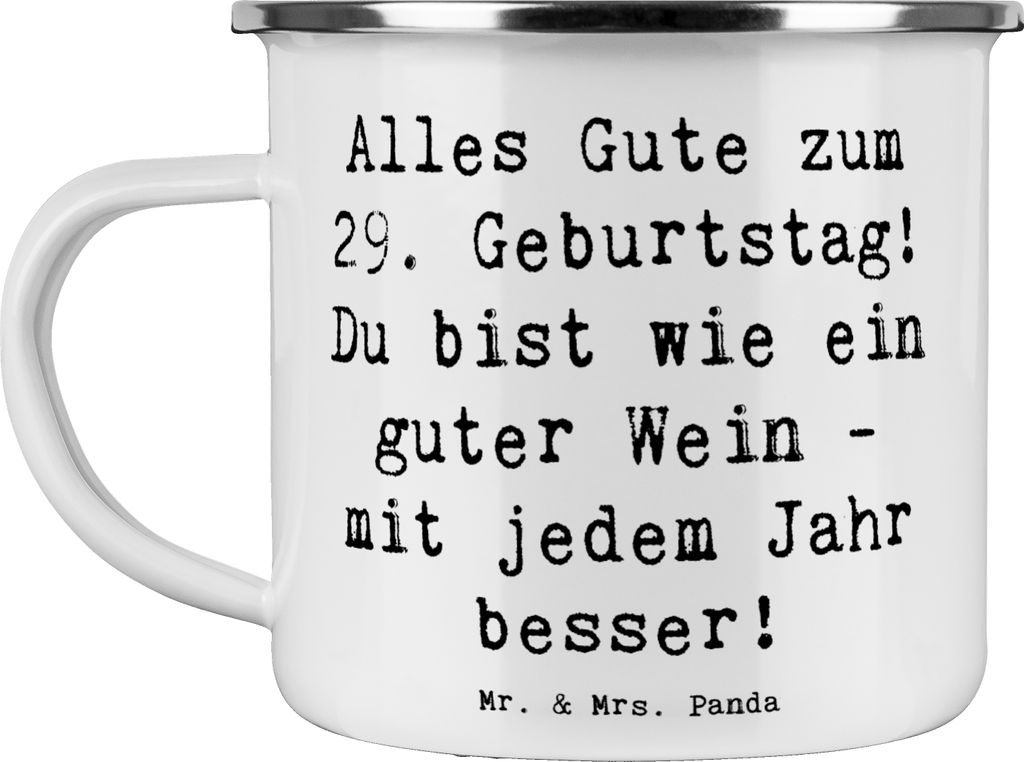 Mr. & Mrs. Panda Emaille Tasse Spruch 29. Geburtstag Glückwünsche - Weiß - Geschenk, Geburtstagsgeschenk, Kaffeepott, Teetasse, Pott, mit jedem ...