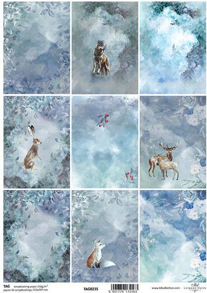 ITD Etikettenset Scrapbooking TAG-235 Weihnachten Hintergründe, Tiere