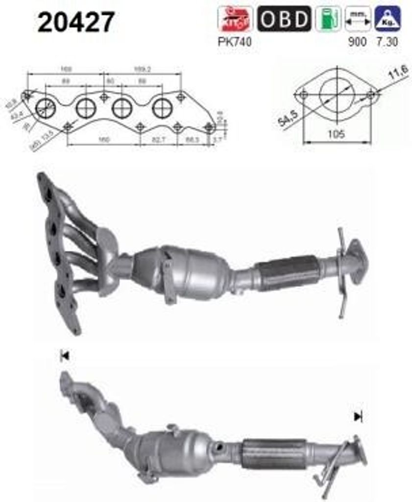 AS Katalysator Kat für FORD Focus II Schrägheck (DA, HCP, DP) 20427