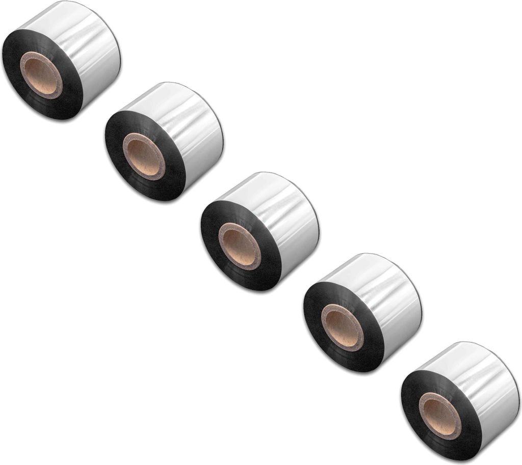 vhbw 5x Thermotransfer-Band kompatibel mit Bixolon Samsung SLP-TX403, SLP-TX400 Drucker Etikettendrucker, Wischfest, 40 mm x 300 m, Wachs Harz Schwarz