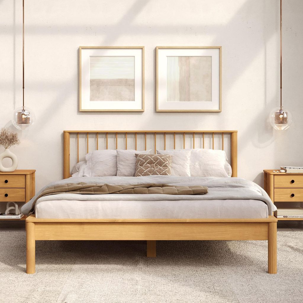 Doppelbett APOANA aus Massivholz 180x200 cm, Eiche Finish – Produktbild 