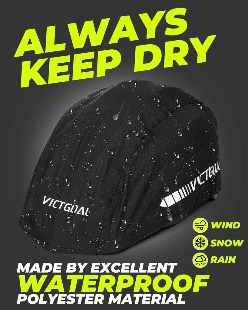 Couvre-Casque Imperméable Victgoal Noir avec Réflecteurs Haute Sécurité