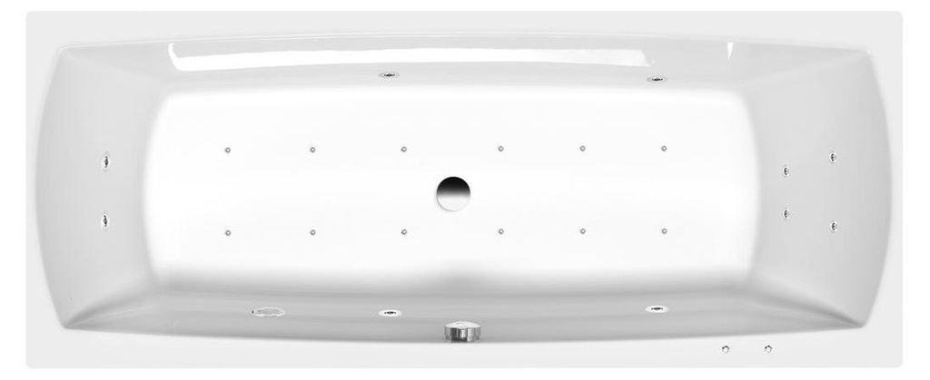 Polysan LILY Whirlpool-Badewanne, 170x70x39cm, Active Hydro-Air, Chrom