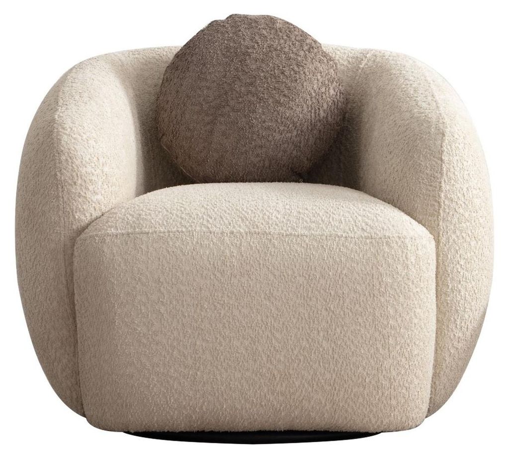 Designer Beiger Polstersessel Stilvoller Wohnzimmer Textilsessel