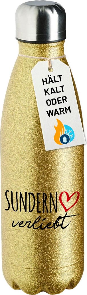 Huuraa Trinkflasche Sundern Sauerland verliebt 500ml Gold Edelstahl Wasserflasche Trinkflasche Geschenkidee