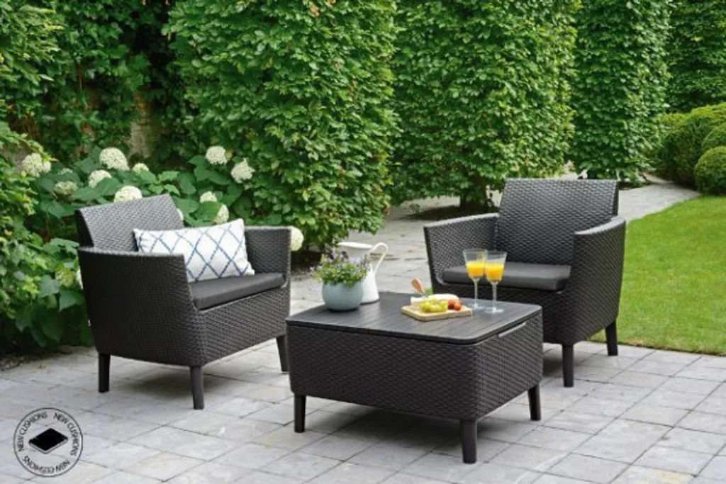 Set Salemo gris graphite avec table coffre et fauteuils ergonomiques - 3