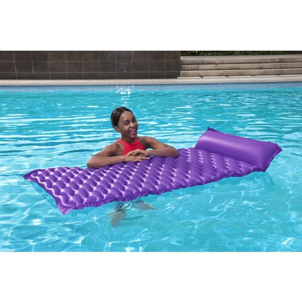 KRUMAD Amaca Ad Acqua Gonfiabile 107x107 Cm, Materassino Con Rete Per Piscina, Mare E Lago, Bianco E Blu