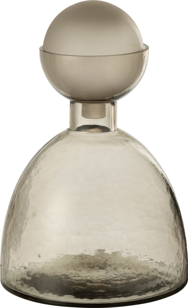 J-Line Vase Flasche+Deckel Yara Glas Greige Small