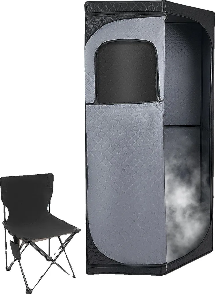 Sauna Vapeur 1350W en Coton Satin avec Structure Robuste et Chaise
