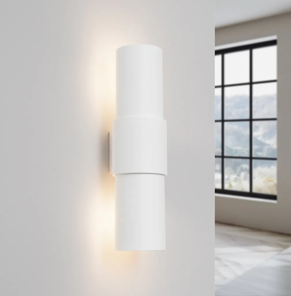 Luminaire intérieur FLASH 2 double éclairage E27 acier blanc 37cm