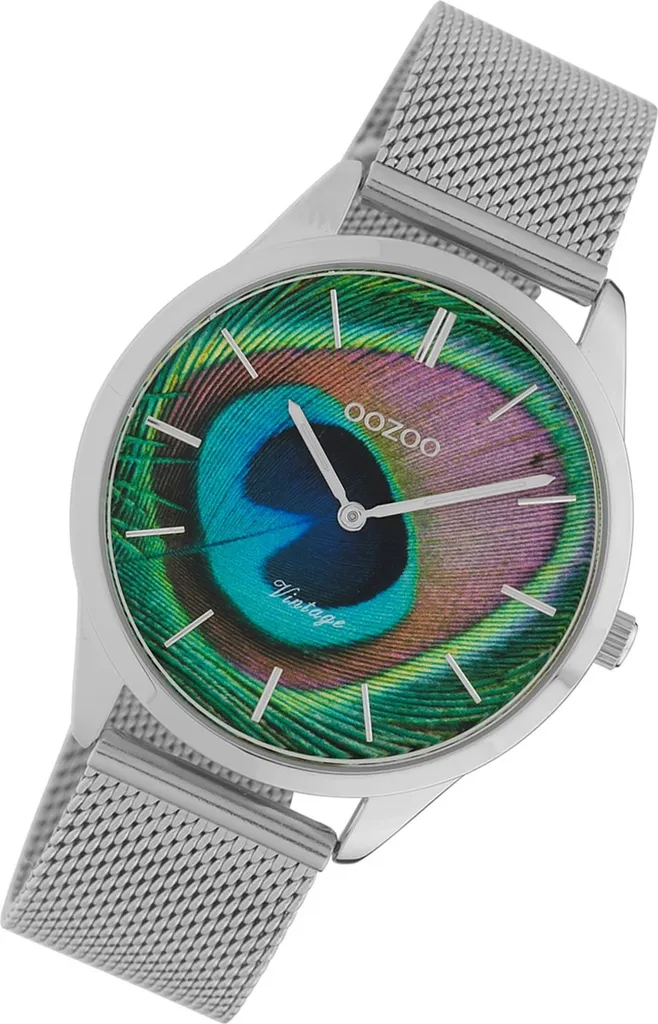 Montre Vintage Oozoo C10250 Argentée avec Bracelet en Acier Maillé