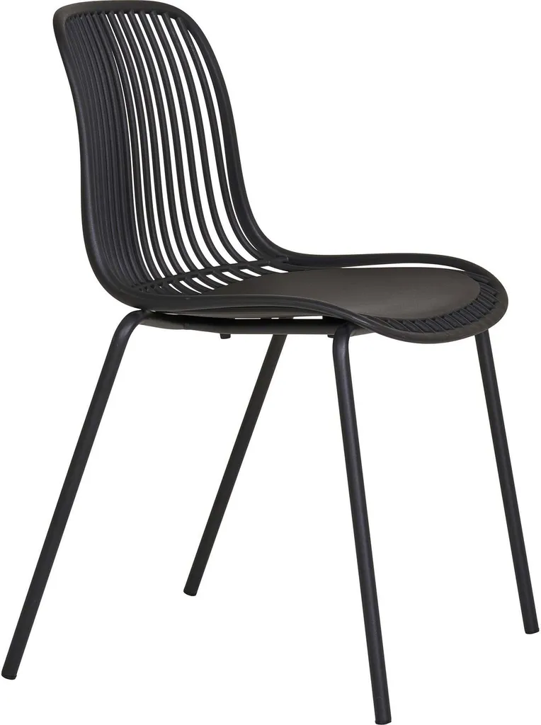 Chaise de jardin noire Branson empilable et résistante aux intempéries
