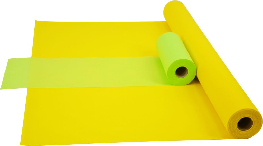 Sensalux Kombi-Set 1 Tischdeckenrolle 1m x 25m gelb + Tischläufer 30cm apfelgrün