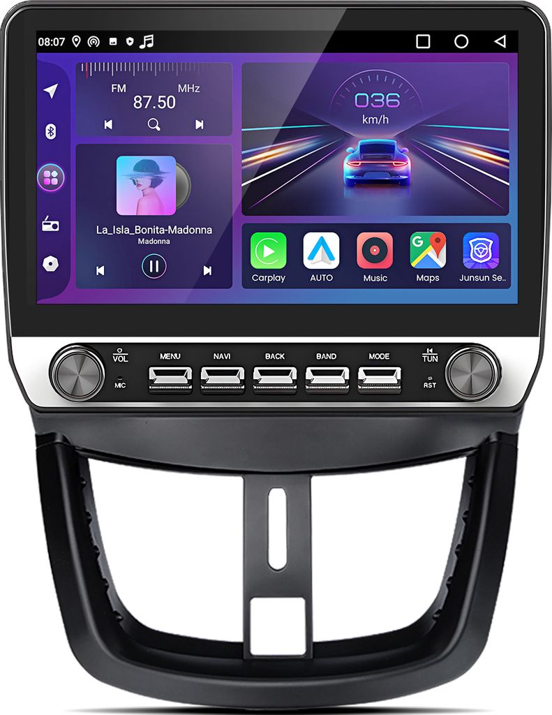 10.1" Android13 6GB+128GB Autoradio Carplay Für Peugeot 207 2006-2015 GPS Navi android auto DAB+ 4GSIM WIFI BT SWC RDS