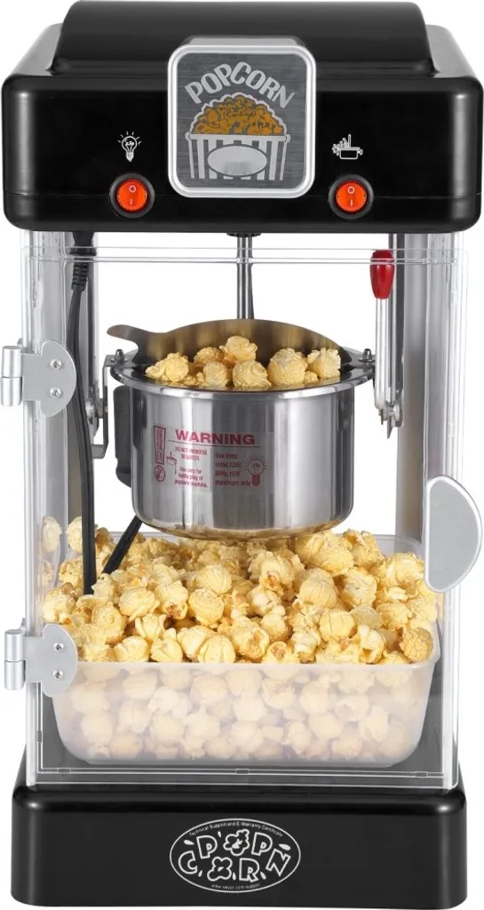 Machine à pop-corn cinéma 300W portable noire avec éclairage interne - 10