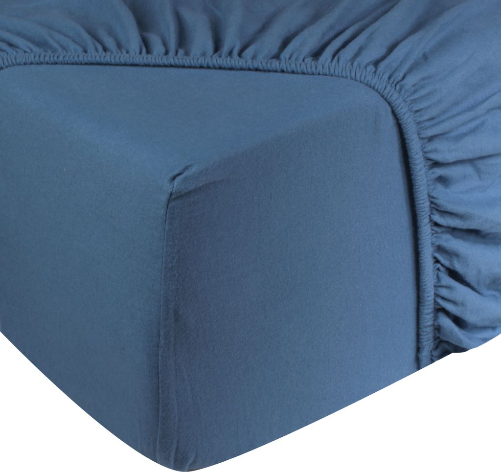 DoubleDry Flanell Spannbettlaken 90x200 cm - 100% Baumwolle - Spannbetttuch - 28 cm Steg - Petrol