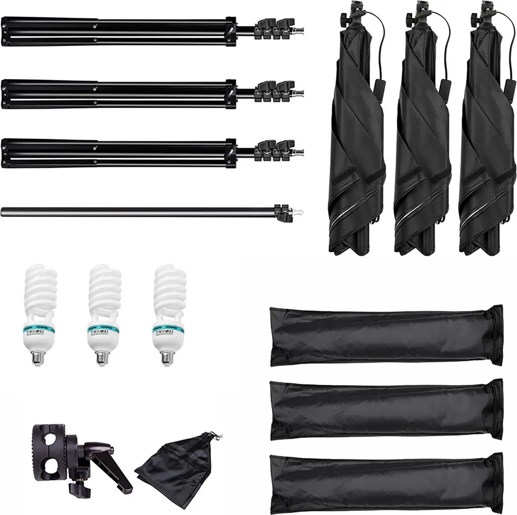 Kit Softbox Éclairage Studio LED 135W avec Trépied 2m Rectangulaire Noir - 8