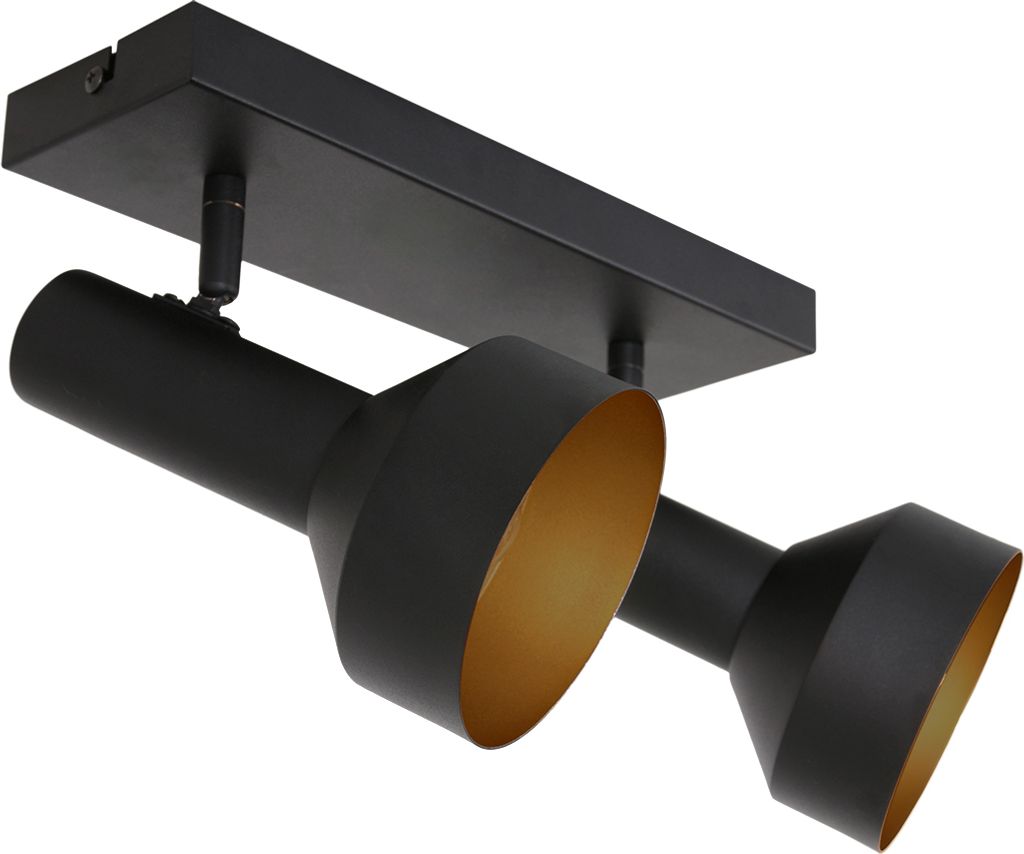 Steinhauer Spotleuchte Bundle 2-flammig Mattes Schwarz mit zartem Gold 30x20cm