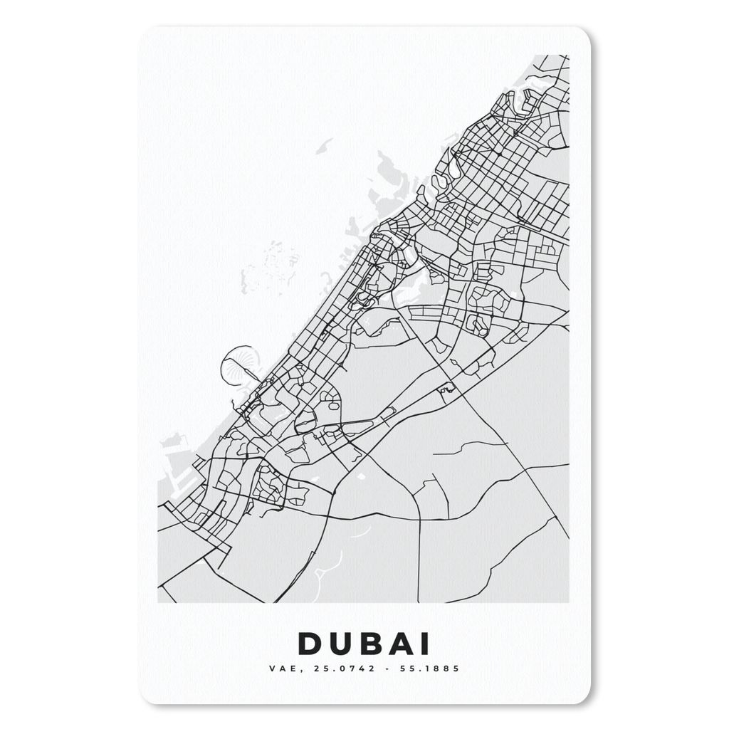 MuchoWow® Mauspad Mousepad Dubai - Stadtplan - Schwarz und Produktbild 