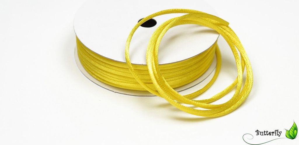 10m Rolle Flechtkordel Satin 2mm, Farbe:gelb 645