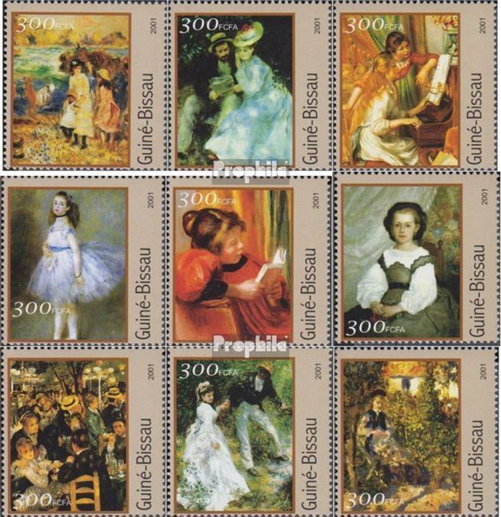Briefmarken Guinea-Bissau 2001 Mi 1633-1641 postfrisch Gemälde