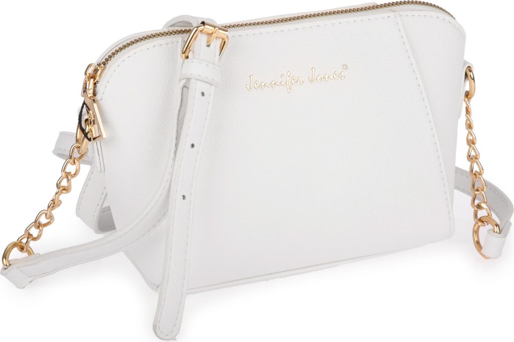 Jennifer Jones Elegant Kleine Damen Tasche Handtasche Schultertasche Abendtasche Umhängetasche Weiß