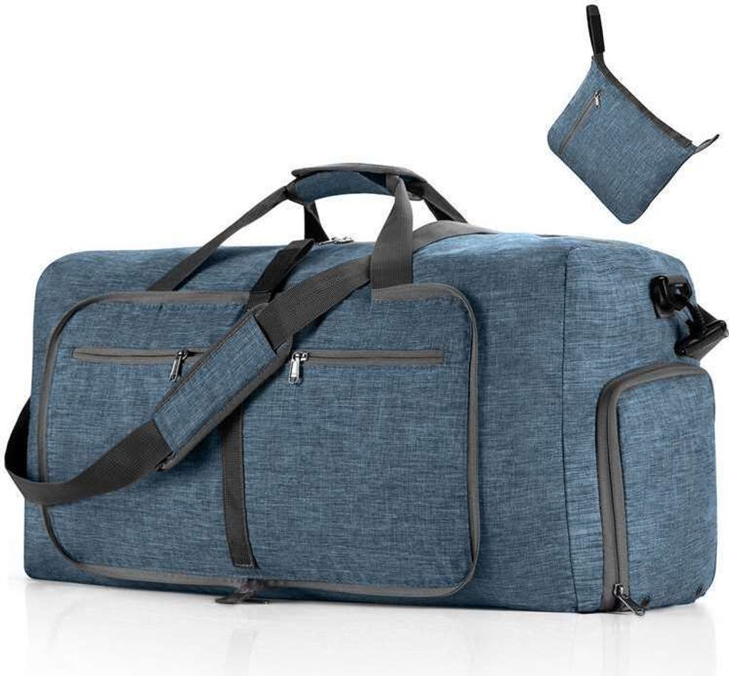 Zusammenklappbare Hand-Reisetasche, Uni Sporttasche Fitness-Reisetasche, 85L Großer Kapazität Reisetaschen, Farbe: Blau