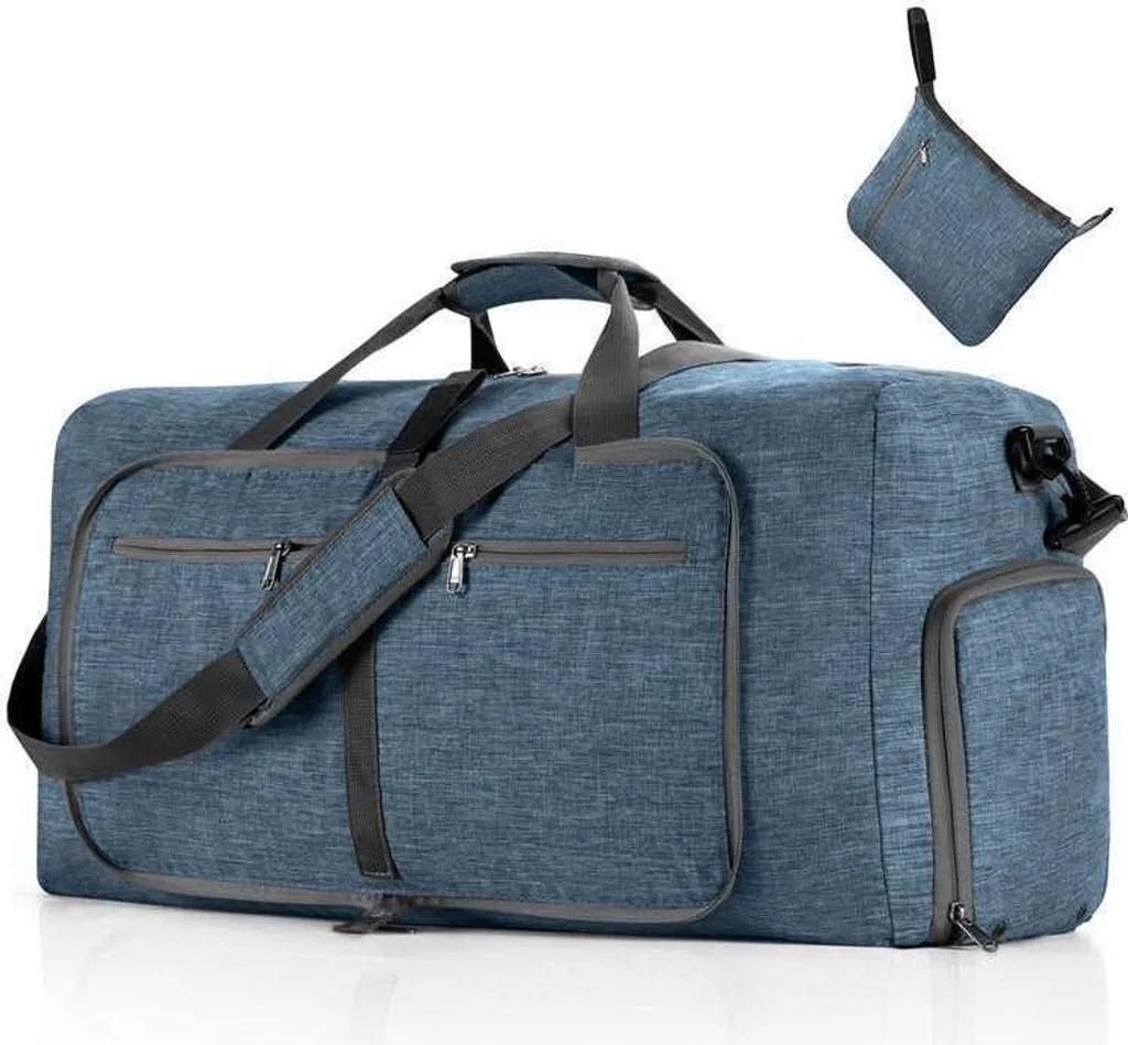 Borsa da Viaggio 85L Blu Pieghevole: Borsone Sportivo Extra Large