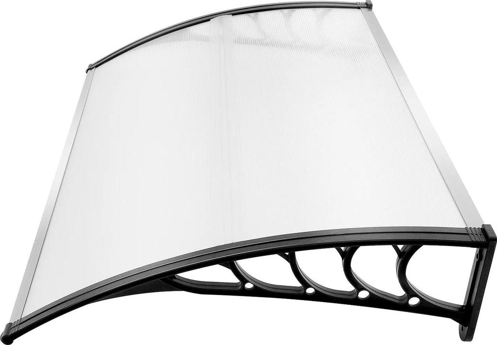 Bogenvordach/Türmarkise - 90 x 150 cm - Polycarbonat PC/PP - Wasserdicht - 5 mm Stärke - B1 schwer entflammbar - Klare Platte, Weiß