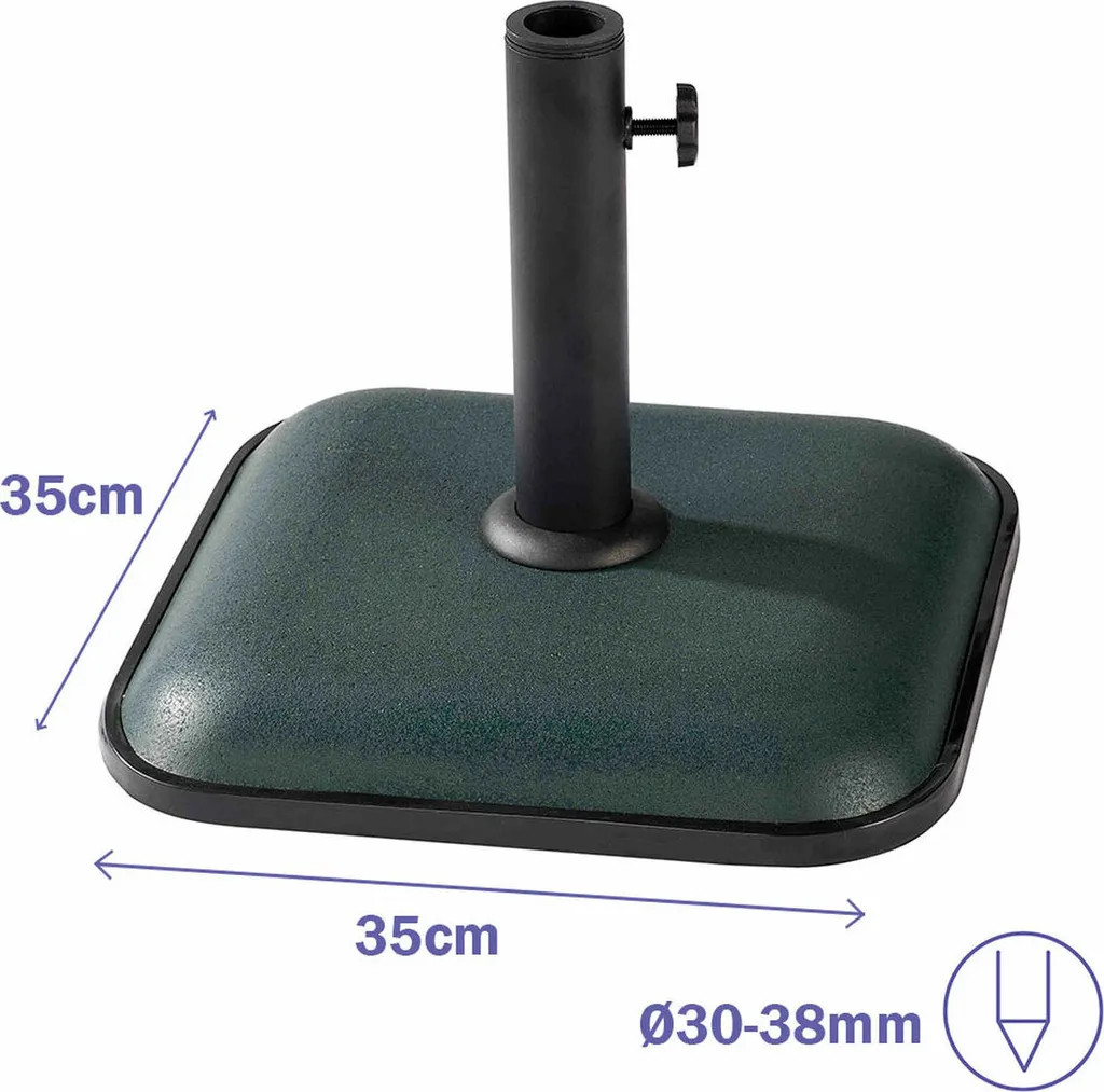 Base de Parasol pour Jardin et Terrasse Marbueno Béton 11kg Vert 35cm