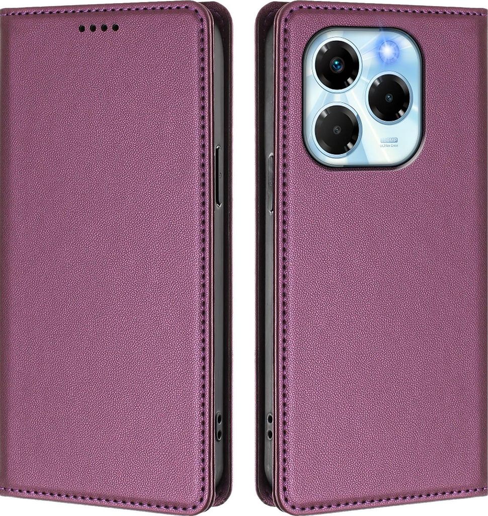 Handyhülle für Infinix Note 40X 5G, Kunstleder Klapphülle Stoßfeste Magnetische Hülle mit Ständer Lila