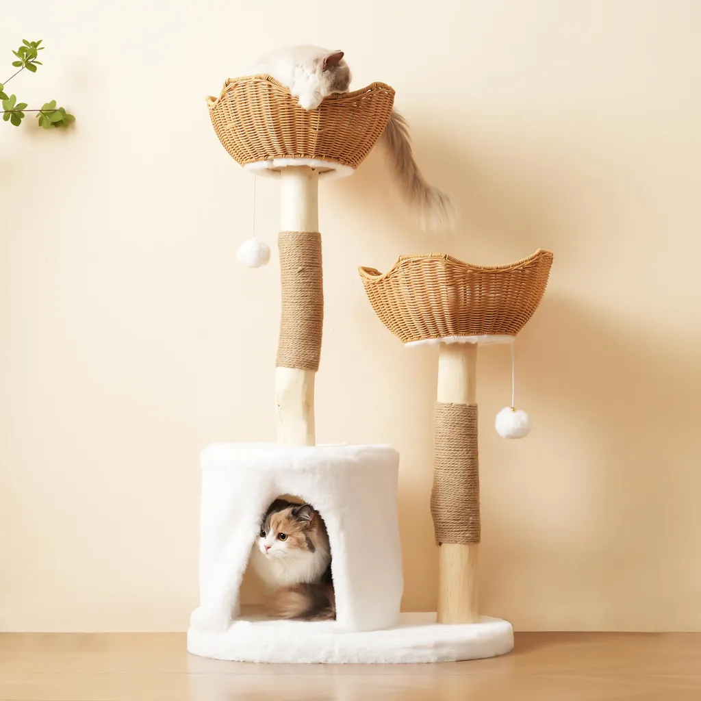 MODFU Arbre à Chat avec Paniers en Hauteur et Coussins Lavables 108cm