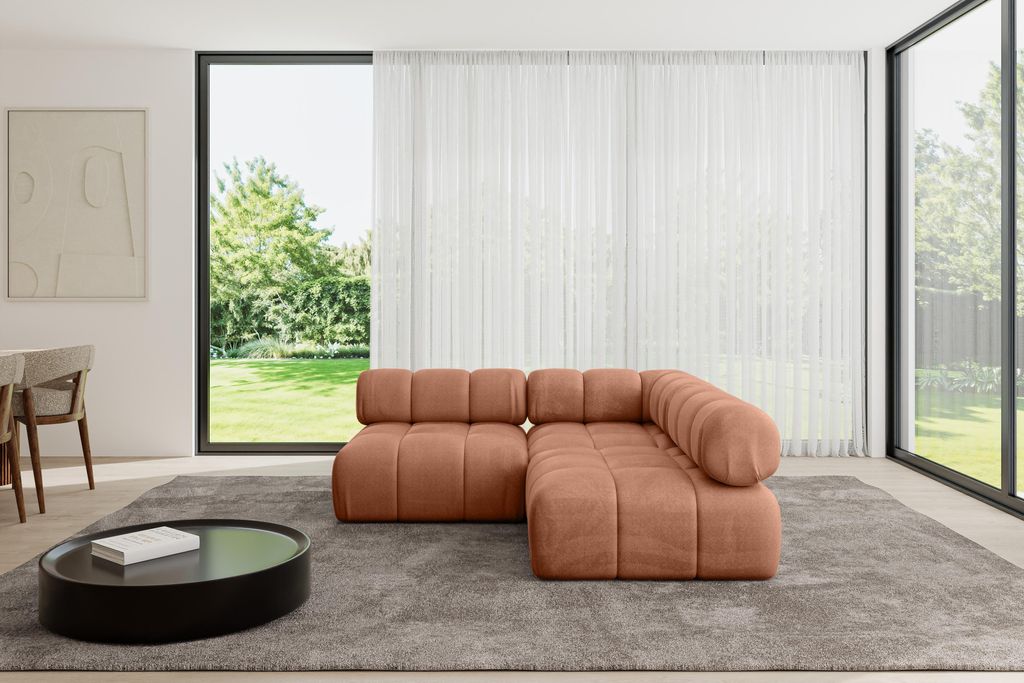 ALTDECOR Modulares Sofa Ecksofa in L-Form - Samaro-L1 - 190x190x70 cm Apricot universal, links/rechts Corner modular Sofa Eckcouch Couch Wohnlandsc...