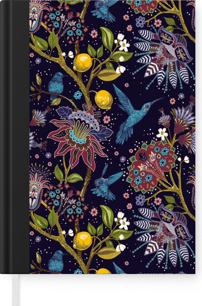 MuchoWow Notizbuch Tagebuch Haushaltsbuch Notebook A5 Muster - Vogel - Blume - Notizblock - Notizheft - Notebook - Schreibblock - Papier