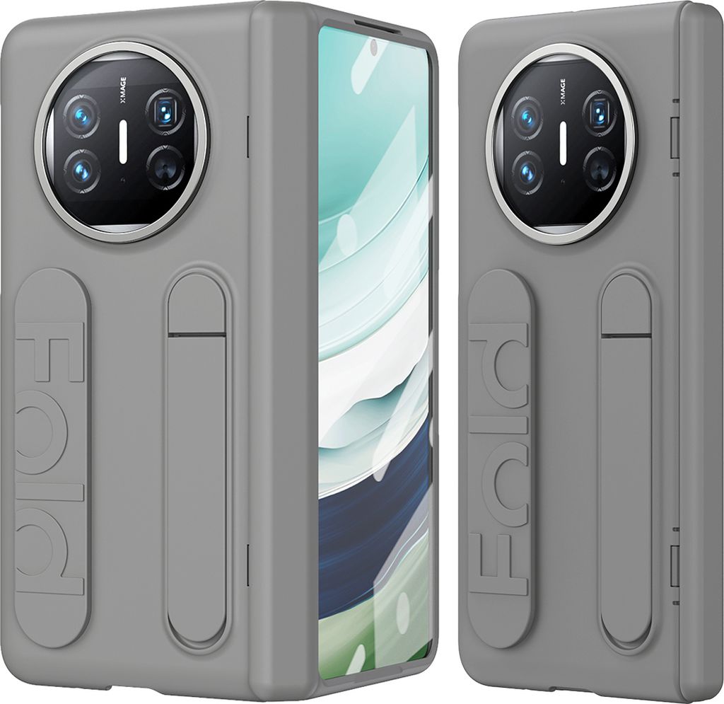 Hülle für Huawei Mate X5 / Mate X3 Armbandtasche mit Scharnierschutz, Eingebautem Displayschutz, Griff, Ständer Handyhülle Grau