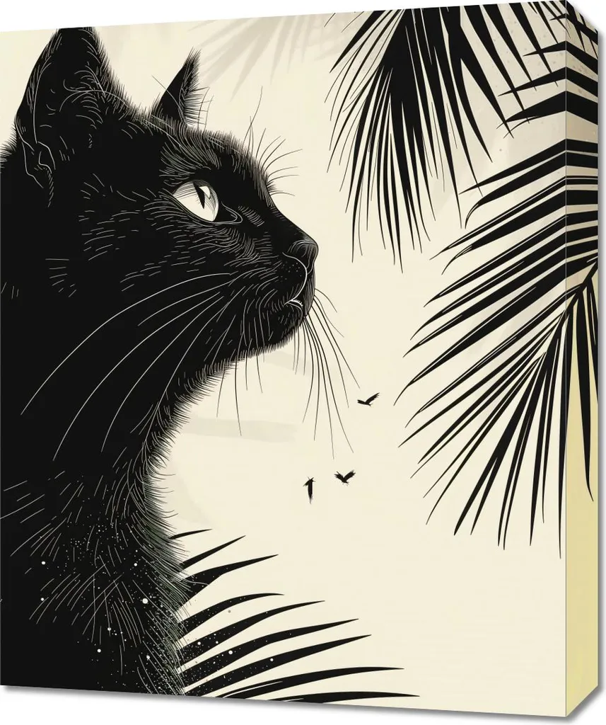 Opera su Tela 50x60 Riflessione Palme | Esclusività e Relax Outdoor