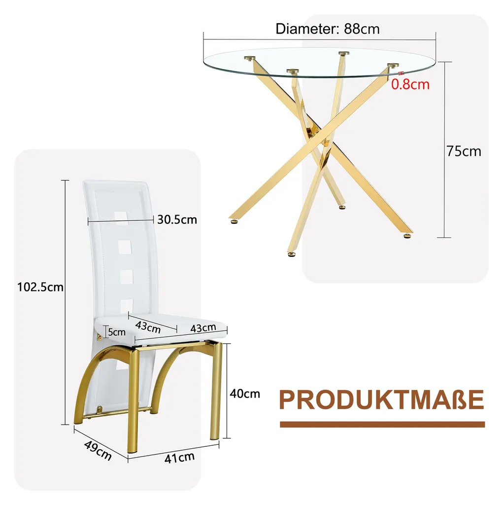 Petit Ensemble Repas Table en Verre et 2 Chaises Blanches Gain de Place - 4
