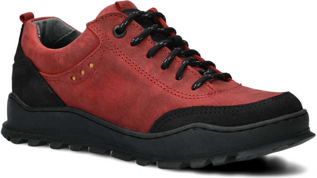 NAGABA Wanderschuhe Damen Trekkingschuhe Halbschuhe Lederfutter Rot, 37