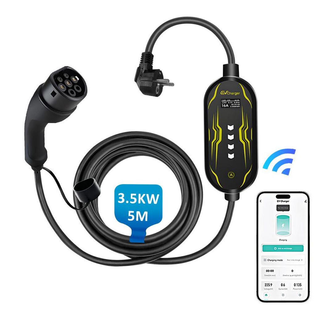 Caricatore mobile di tipo 2, 3,5 kW, 16A, con controllo Immagine del prodotto 