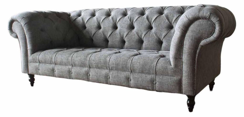 Chesterfield Couch Sofa Polster 3 Sitzer Couchen Sitz Sofas Grau Neu