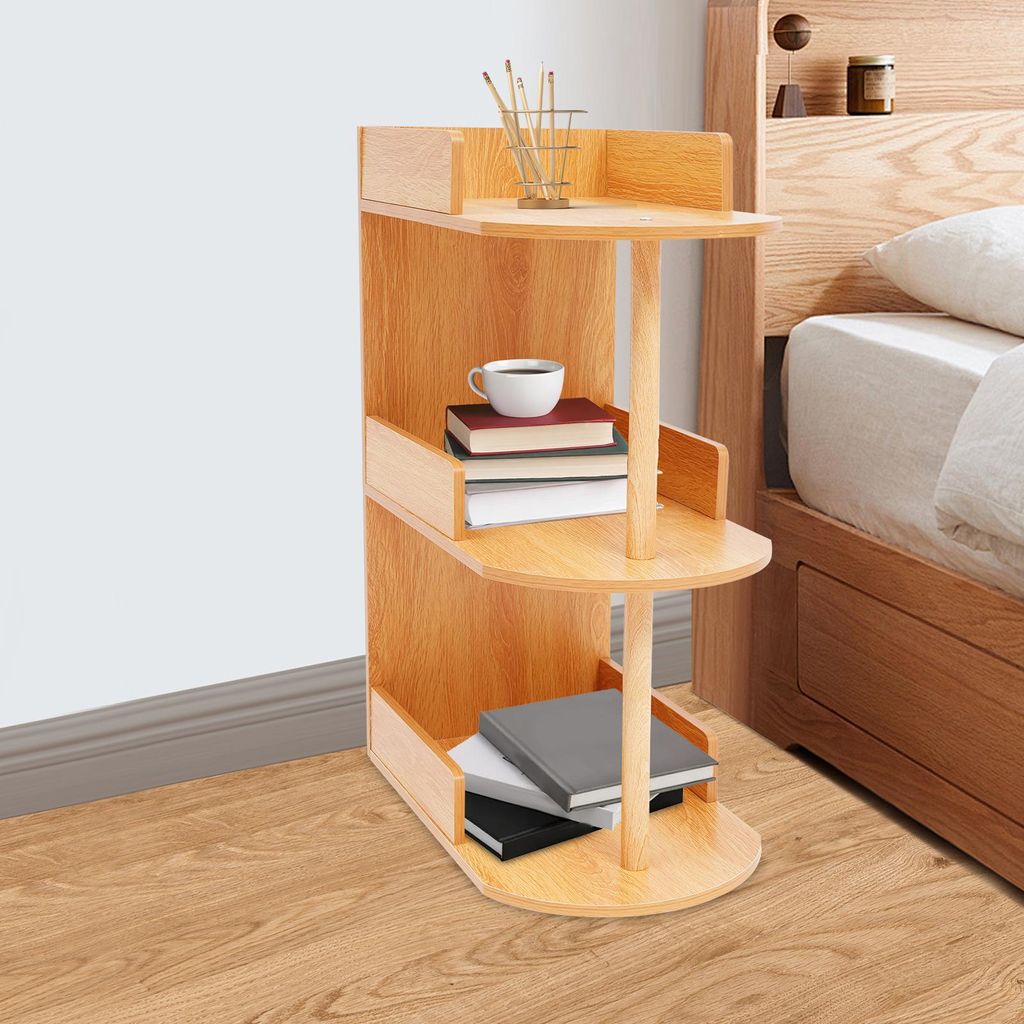3 Ebenen Kleines Eckregal Modern Holz Lagerregal 48x30 x72cm Holzfarbe für Küche Bad Büro