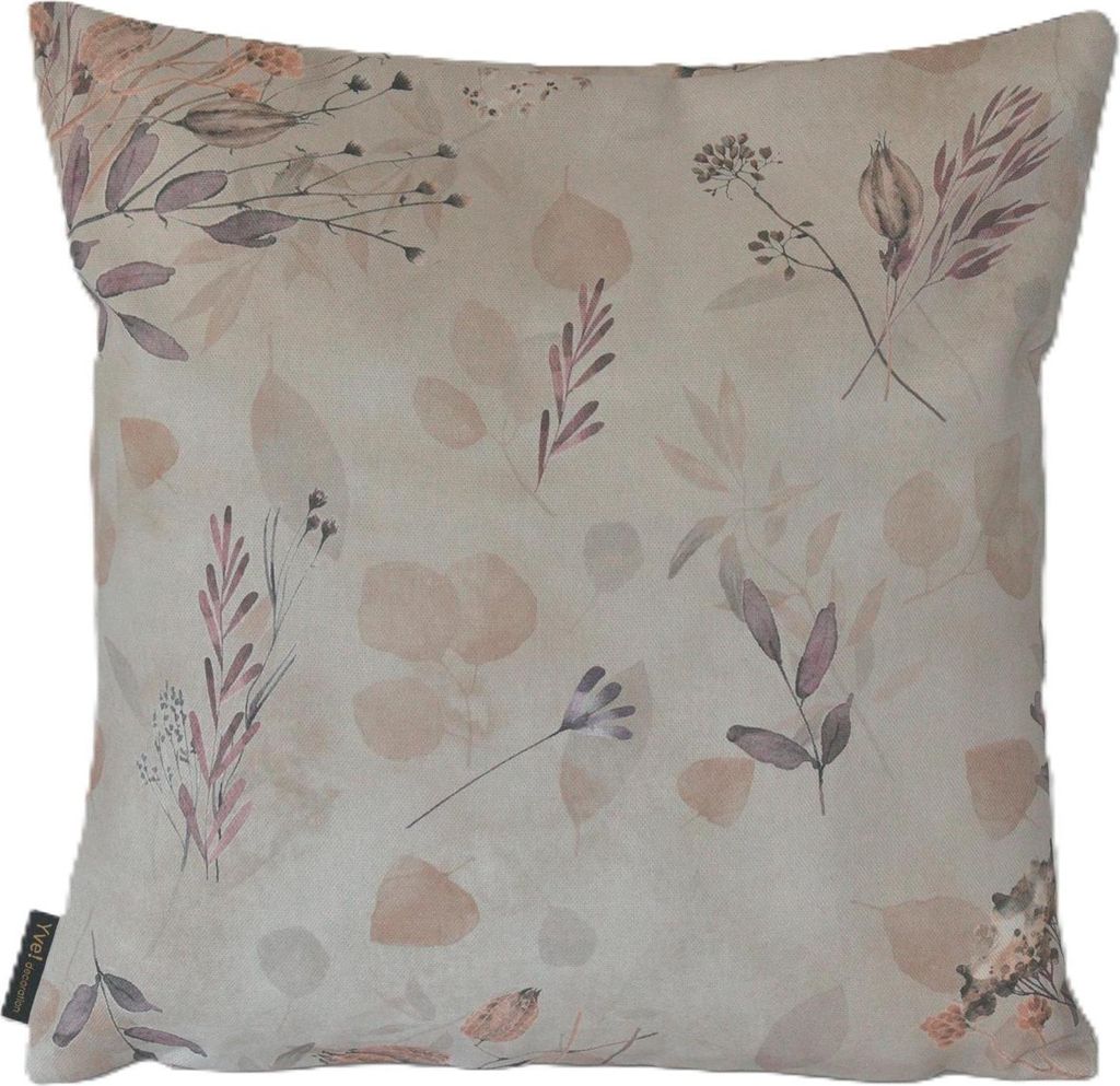 Kissenhülle - 50 x 50 cm - Weiß - Rosa - Lila - Leinen - mit Reißverschluss