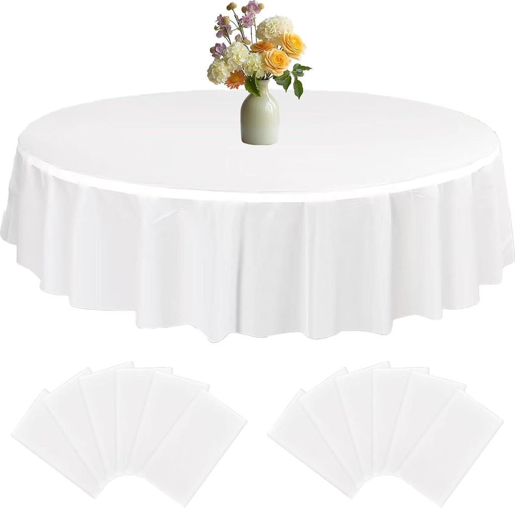 CAIJ Runde Tischdecke 213 cm 10er Set Weiße Tischdecken für Produktbild 