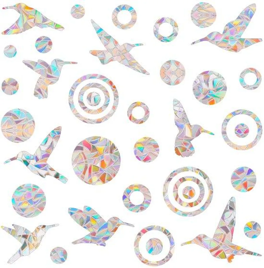 Kit 38 tuiles anti-oiseaux pour fenêtres - Protection arc-en-ciel