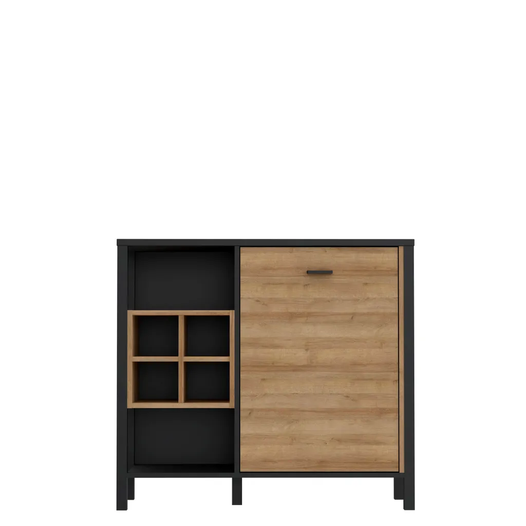 Buffet bas/Commode industrielle HIGH ROCK Noir - Chêne - 93 x 85 cm
