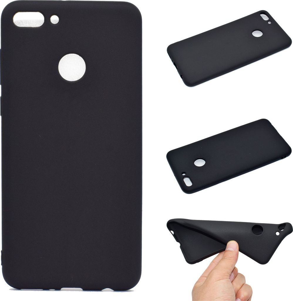 für HUAWEI Y9 2018 Schöne Candy Color Matte TPU Anti-Scratch rutschfeste Schutzhülle Zurück Fall schwarz