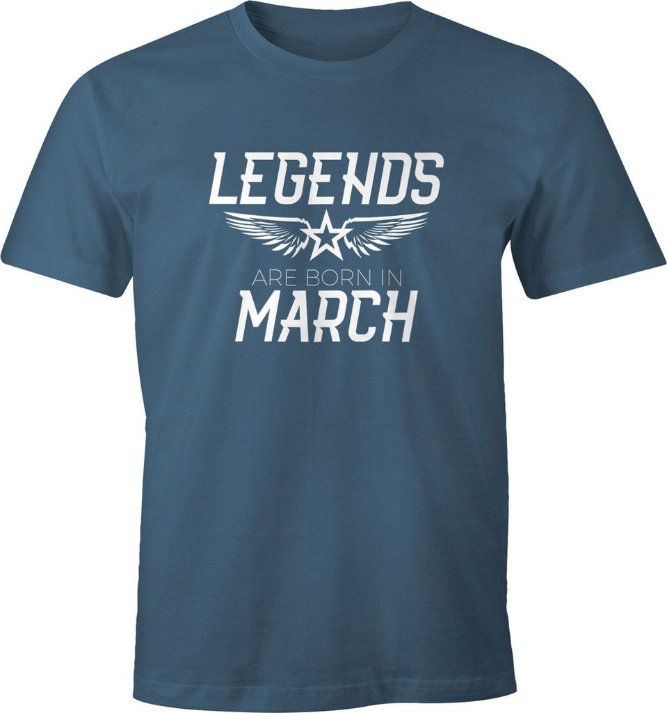 Herren T-Shirt Legends are born in March Geburtstag Geschenk Fun-Shirt Moonworks denim M
